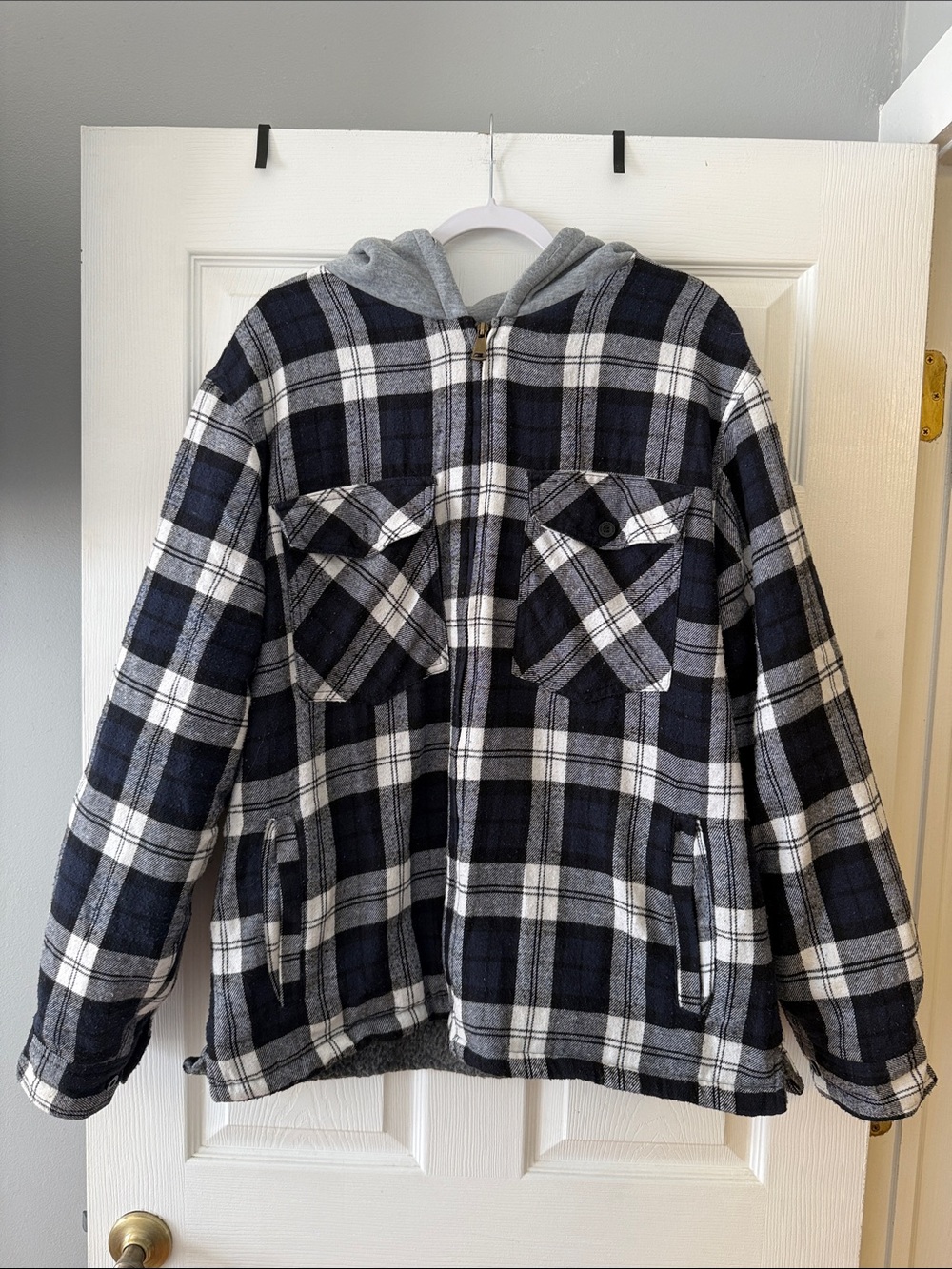 Mountain Ridge Sherpa Lined Hooded Flannel Jacket